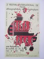 Affiche pour 2e Festival international de film ethnographiques et sociologiques au Botanique (Bruxelles) du 29 novembre au 1 décembre 1985